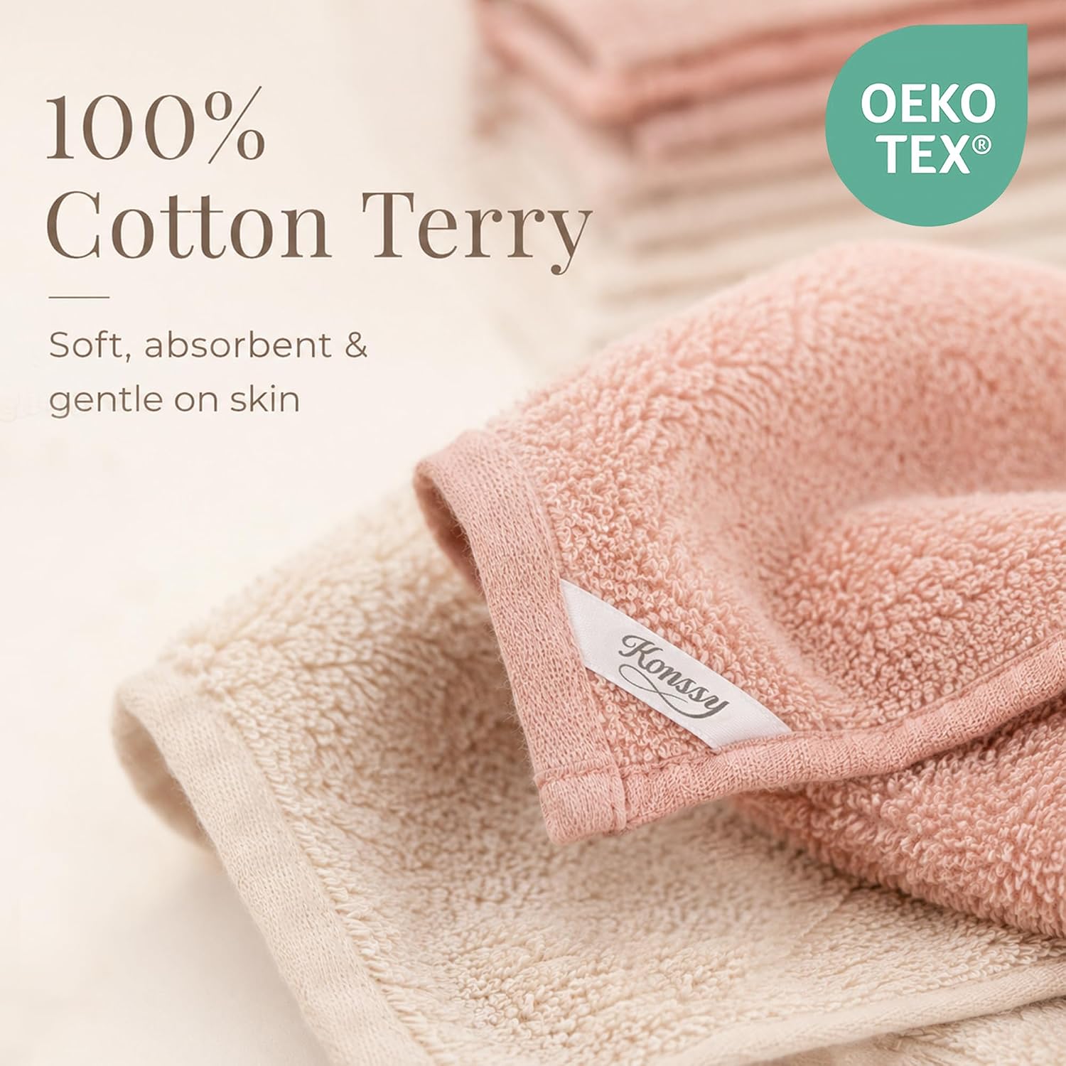 Detalle 2 de Konssy Maoquan-Xiezhuangjin 6-Pack Cotton Terry Face Cloths, 12 x 12 Inches