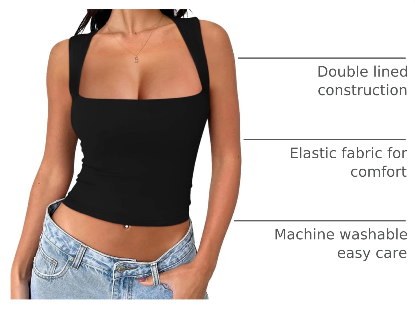 Detalle 2 de REORIA Butsmooth Crop Top Square Neck XS