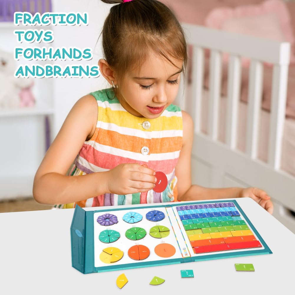 Thumbnail 6 de OFFCUP Magnetic Fraction Puzzle for Kids (Zebra) – Montessori-style fraction tiles and circles