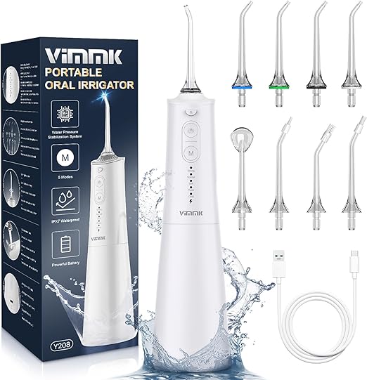 Detalle de Vimmk Irrigador Dental Portátil Inalámbrico con 8 Boquillas 🦷