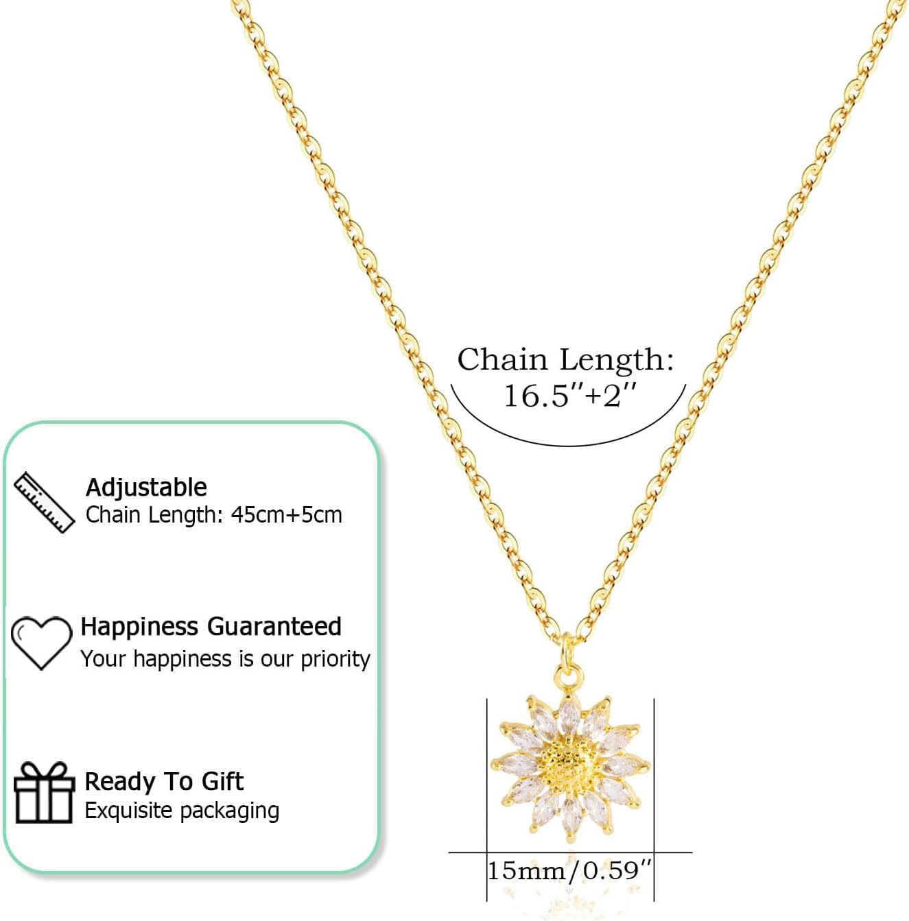 Detalle de HANLI 14K Gold vergoldete Halskette für Damen mit Anhänger – zarte Kette, hypoallergen