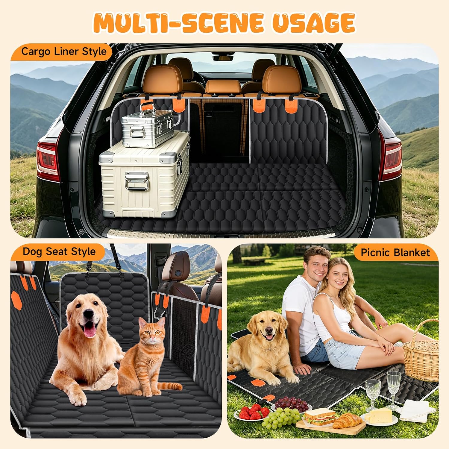 Thumbnail 6 de Dog Car Seat Cover: Back Seat Extender with 6 PVC Boards for Secure Pet Travel