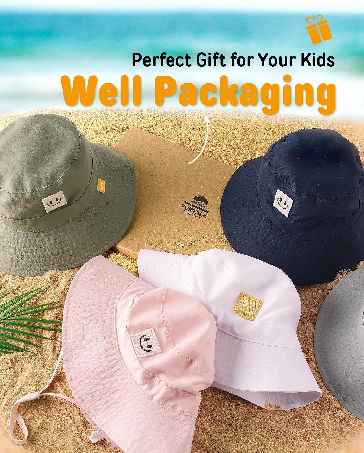 Detalle de FURTALK Baby Sun Hat Smile Face Toddler Bucket Hat (0–5 Years) with UPF 50+