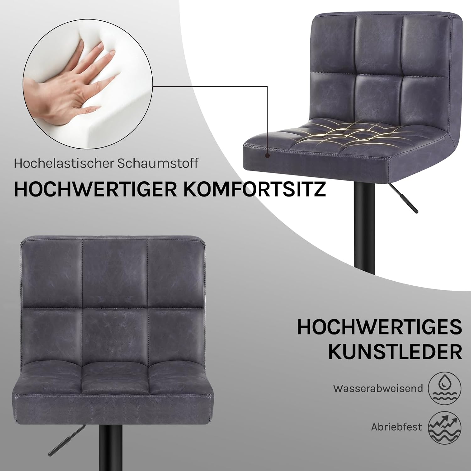 Detalle 2 de WOLTU Barhocker 2er Set Höhenverstellbar 150 kg
