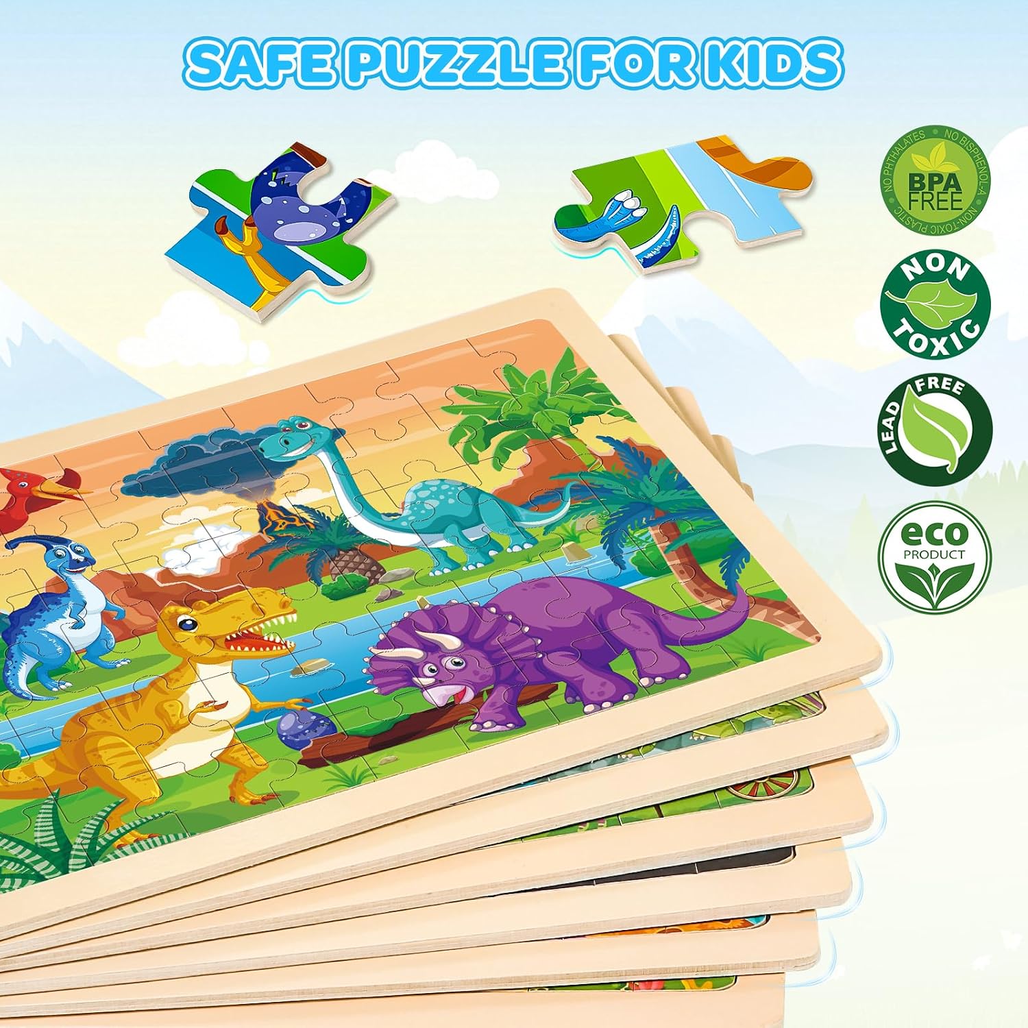 Detalle 2 de LACCHOUFEE 6-Pack Wooden Vehicle Puzzles ⚙