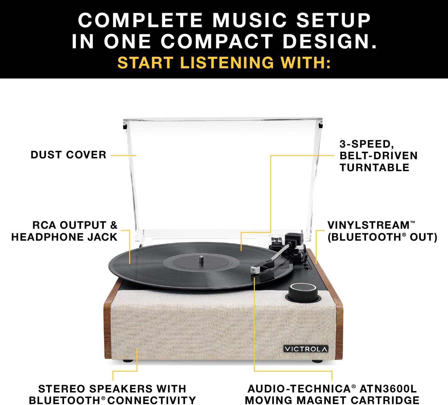Thumbnail 1 de Victrola Eastwood II 3-Speed Record Player