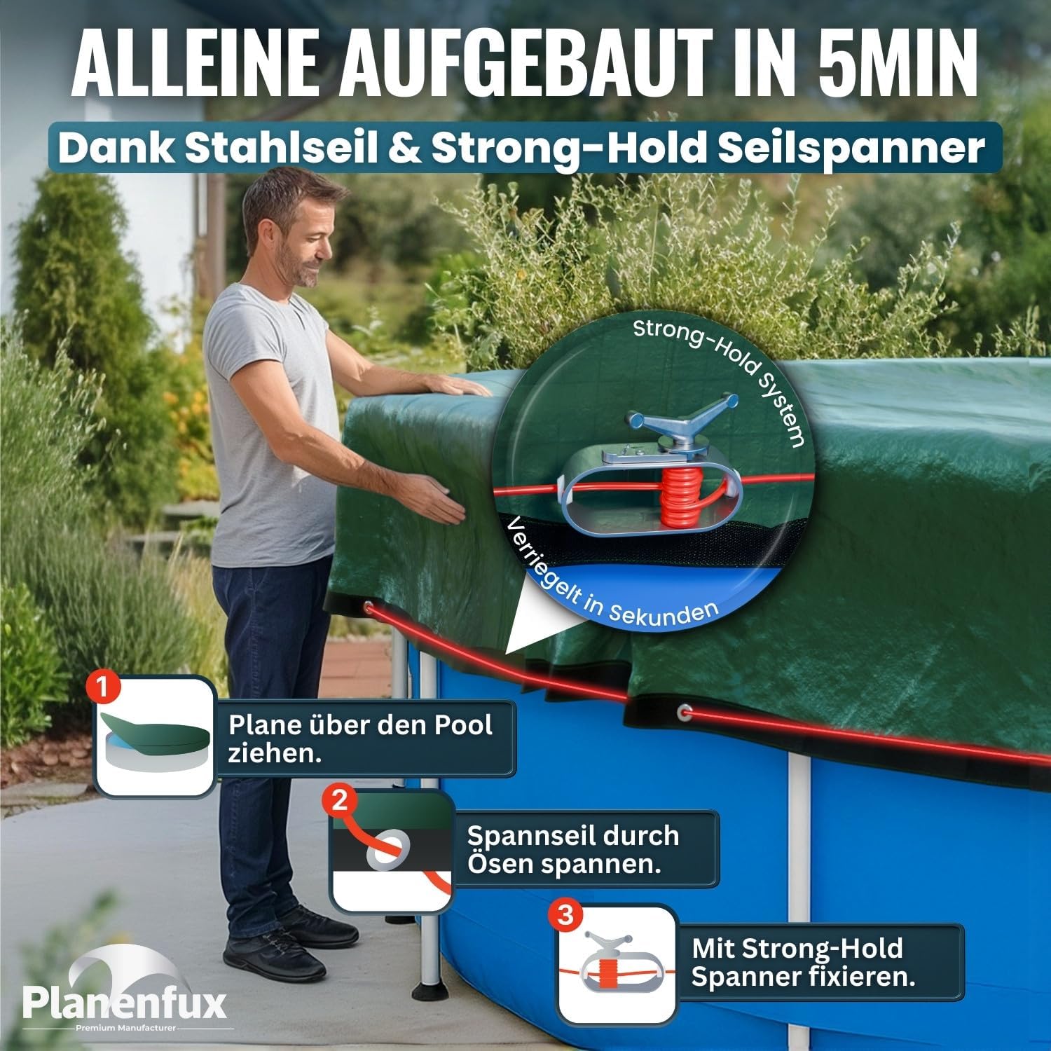 Thumbnail 6 de Planenfux Poolabdeckung rund 366 cm – Solarplane für Ø 320–366 cm Becken