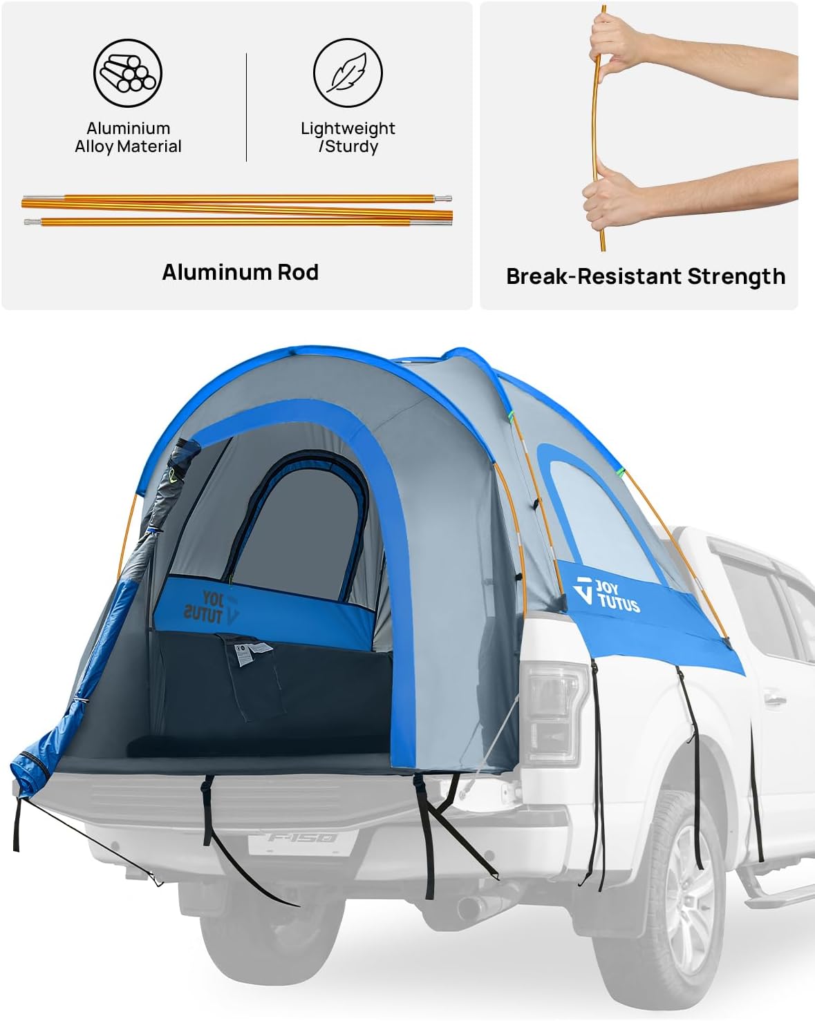 Thumbnail 4 de JOYTUTUS Truck Tent for 5.0–5.2 ft Beds with Rainfly and Aluminum Poles