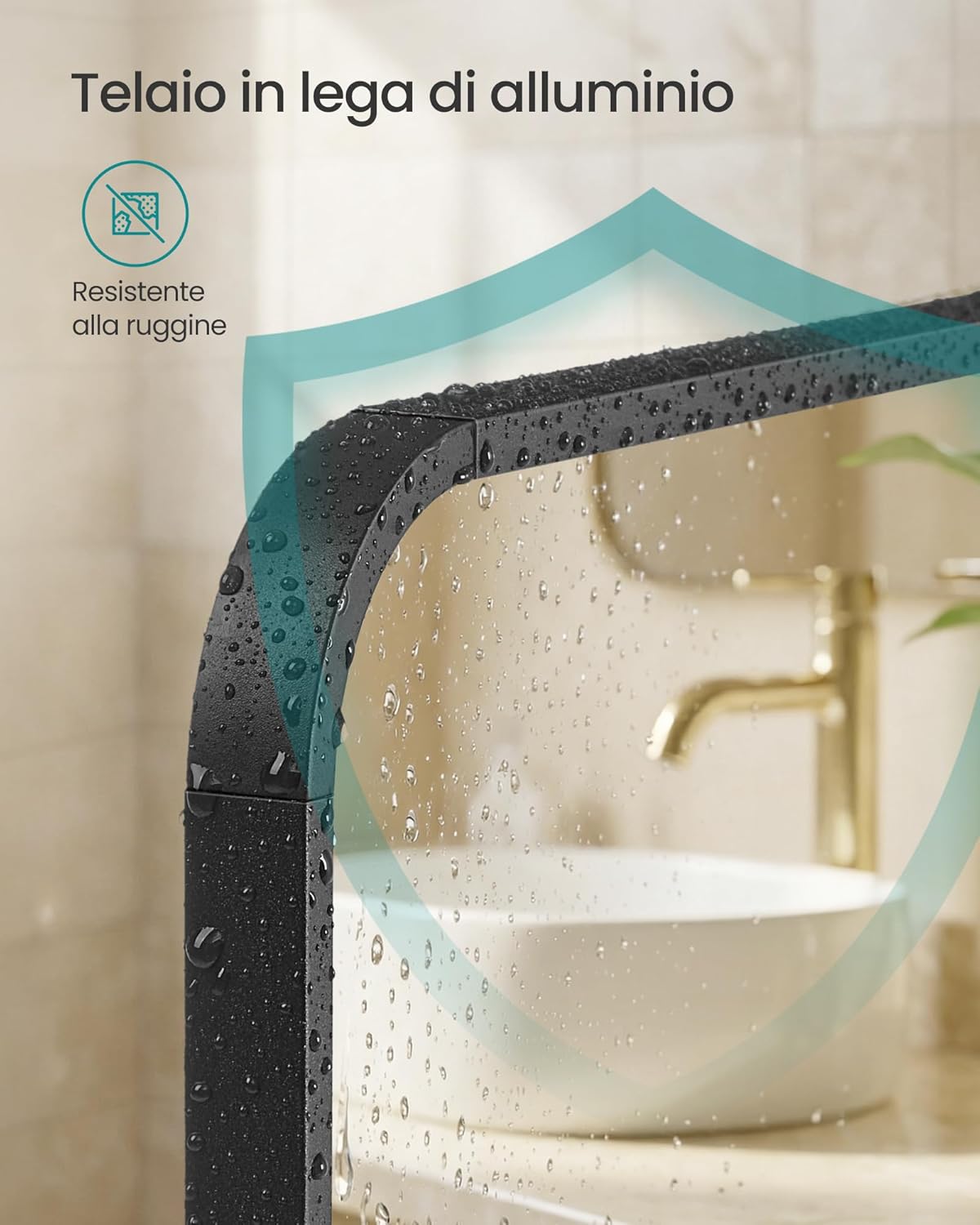 Thumbnail 3 de SONGMICS Specchio Bagno LWM014BD01, 81 x 61 cm da parete con cornice in alluminio e pellicola di sicurezza