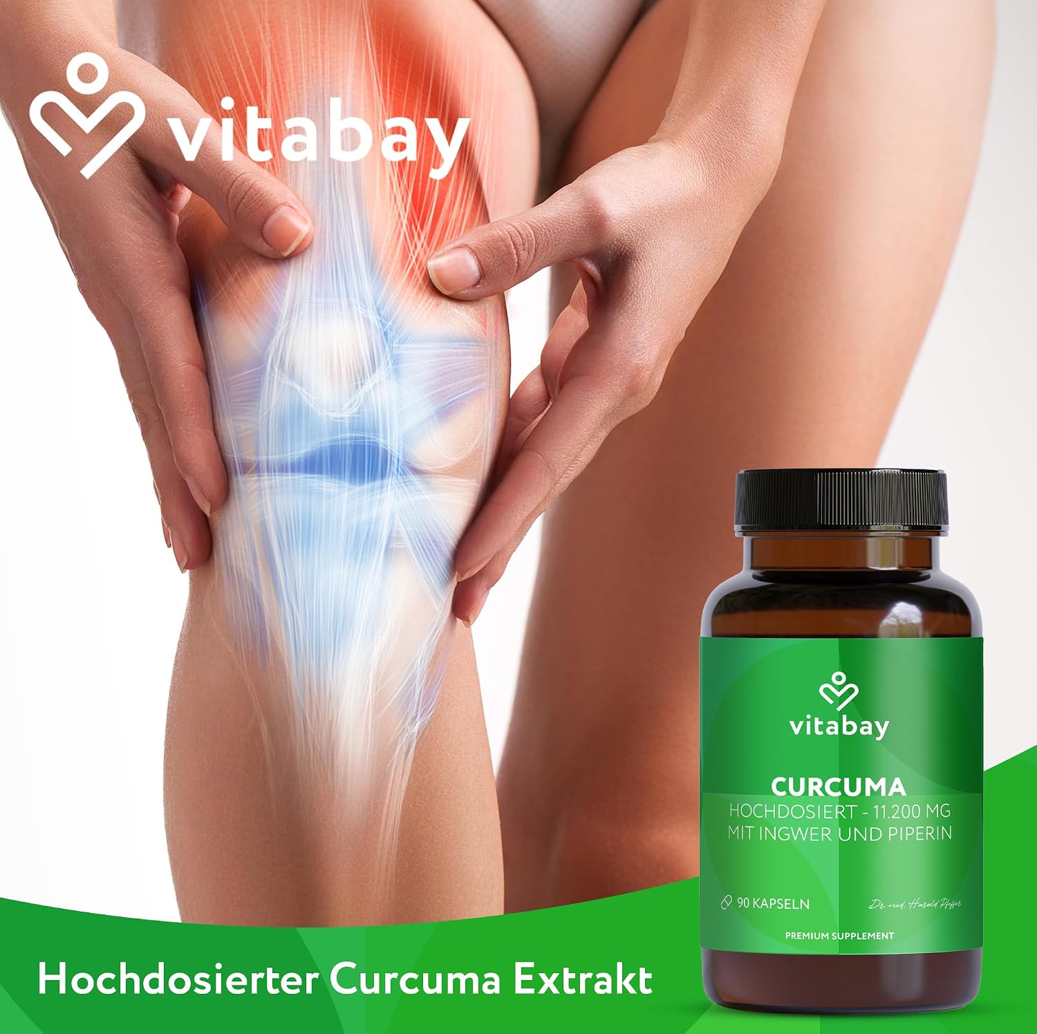 Detalle de Vitabay Kurkuma Kapseln hochdosiert – 90 vegane Kapseln mit Kurkuma-Extrakt (365 mg pro Kapsel)