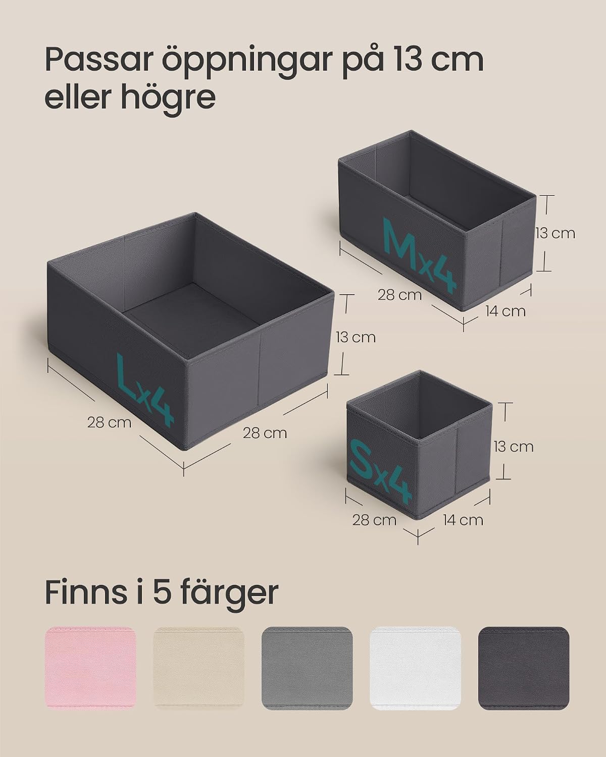 Detalle de SONGMICS lådorganisatörer, hopfällbara tygboxar i tre storlekar, 6-pack