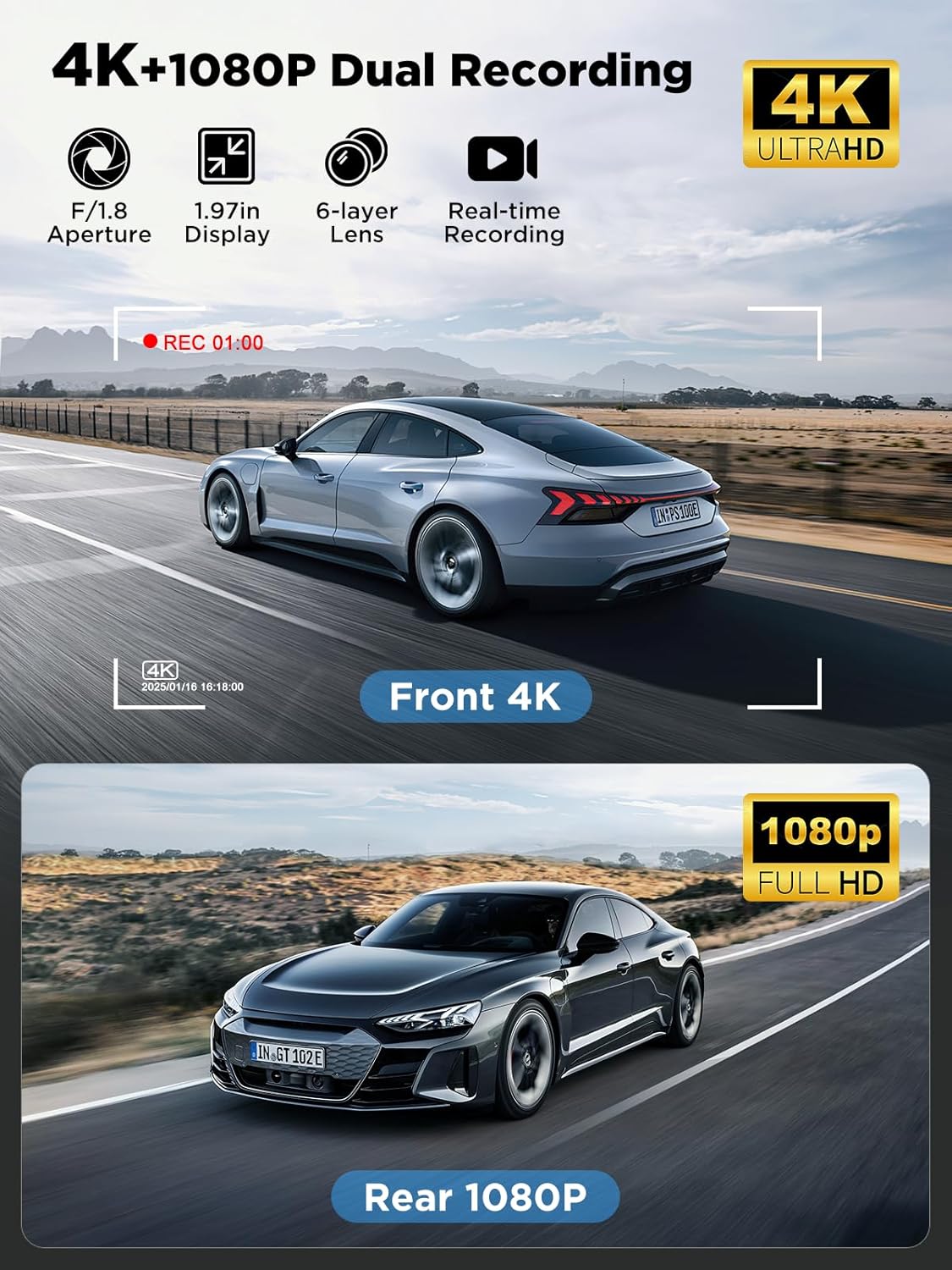Thumbnail 1 de SAVUSCAM Dash Cam 4K with 64GB included