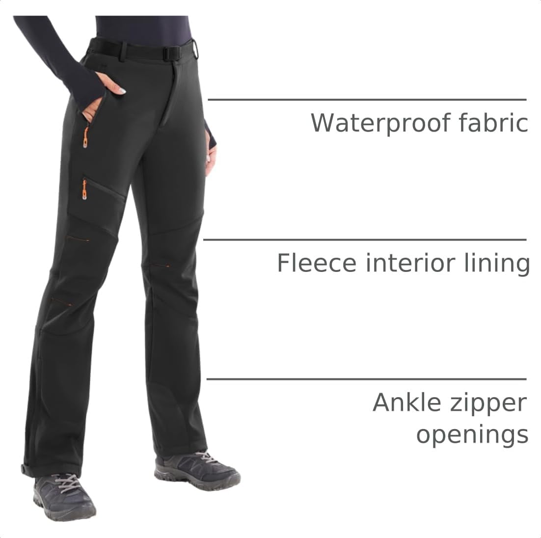 Detalle de Heathyoga Women's Ski Pants, Fleece-Lined