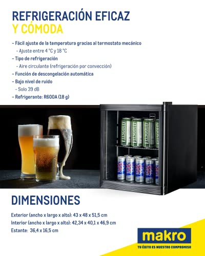 Thumbnail 3 de METRO Professional GPC1046: Mini frigorífico con puerta de cristal en negro, 46 L