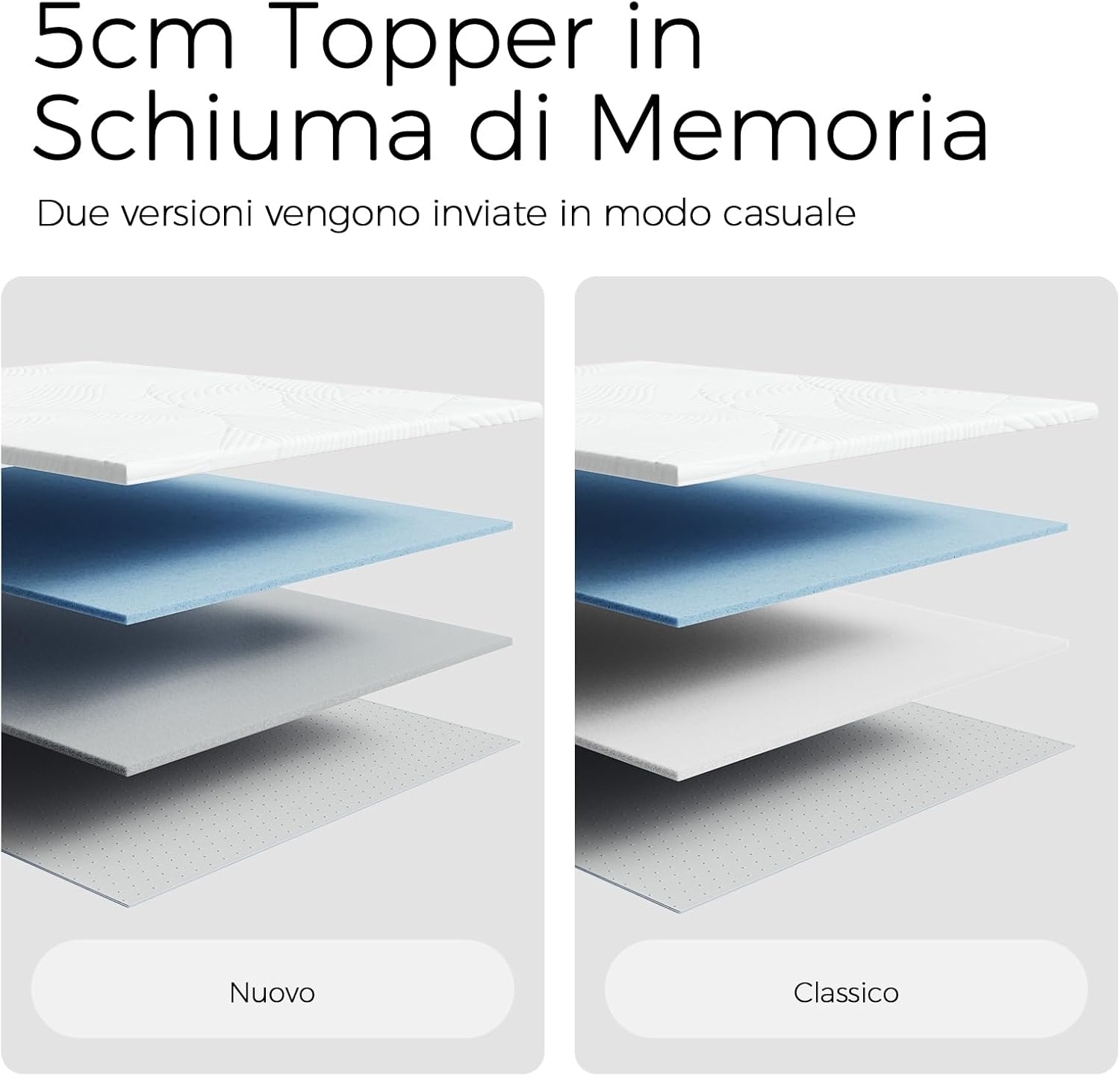 Thumbnail 1 de Sweetnight Topper Materasso in Gel 90 x 190 x 5 cm: comfort migliorato con memory foam e rivestimento sfoderabile