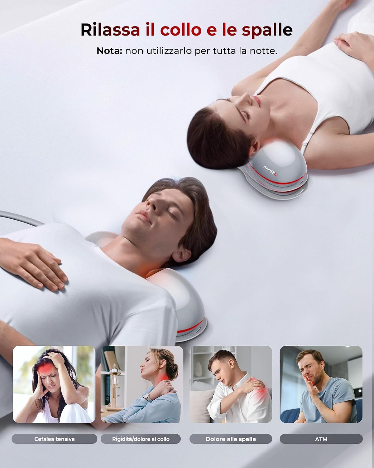 Thumbnail 6 de Flikeze Raddrizzatore per il collo con terapia a luce rossa: trazione, calore e massaggio a casa
