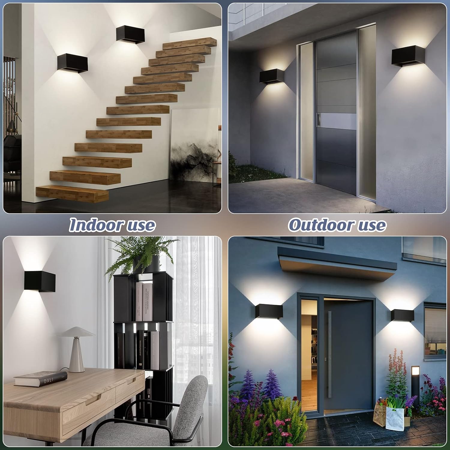 Thumbnail 4 de Set da 2 applique da parete 24W IP65 4000K bianco naturale, design moderno nero (angolo fascio regolabile)