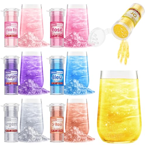 Detalle de Fidton Paillettes alimentaires comestibles, 7 couleurs vives, 3 g chacune