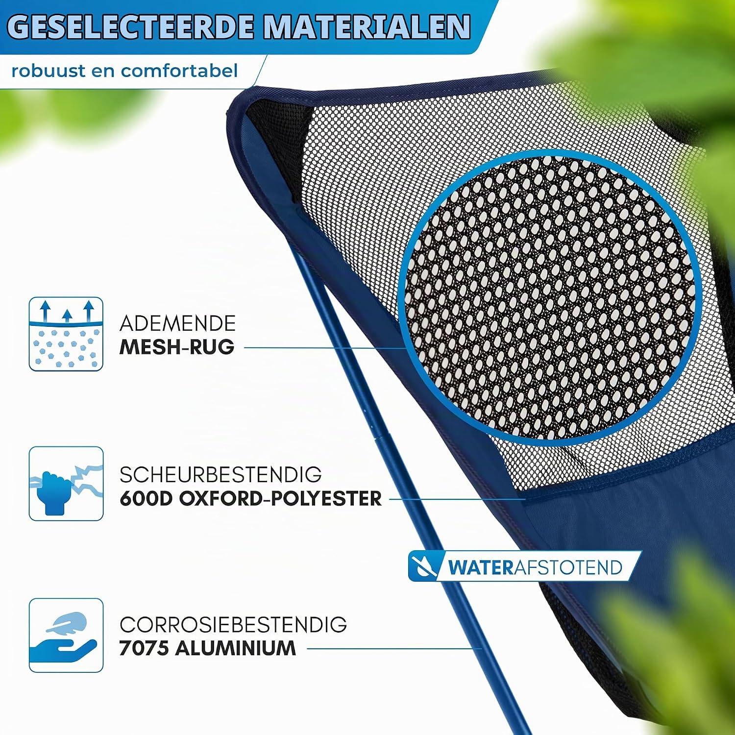 Detalle de NORDMUT CHR-LGT-BLU-1 kampeerstoel, opvouwbaar aluminium, 1.100 g