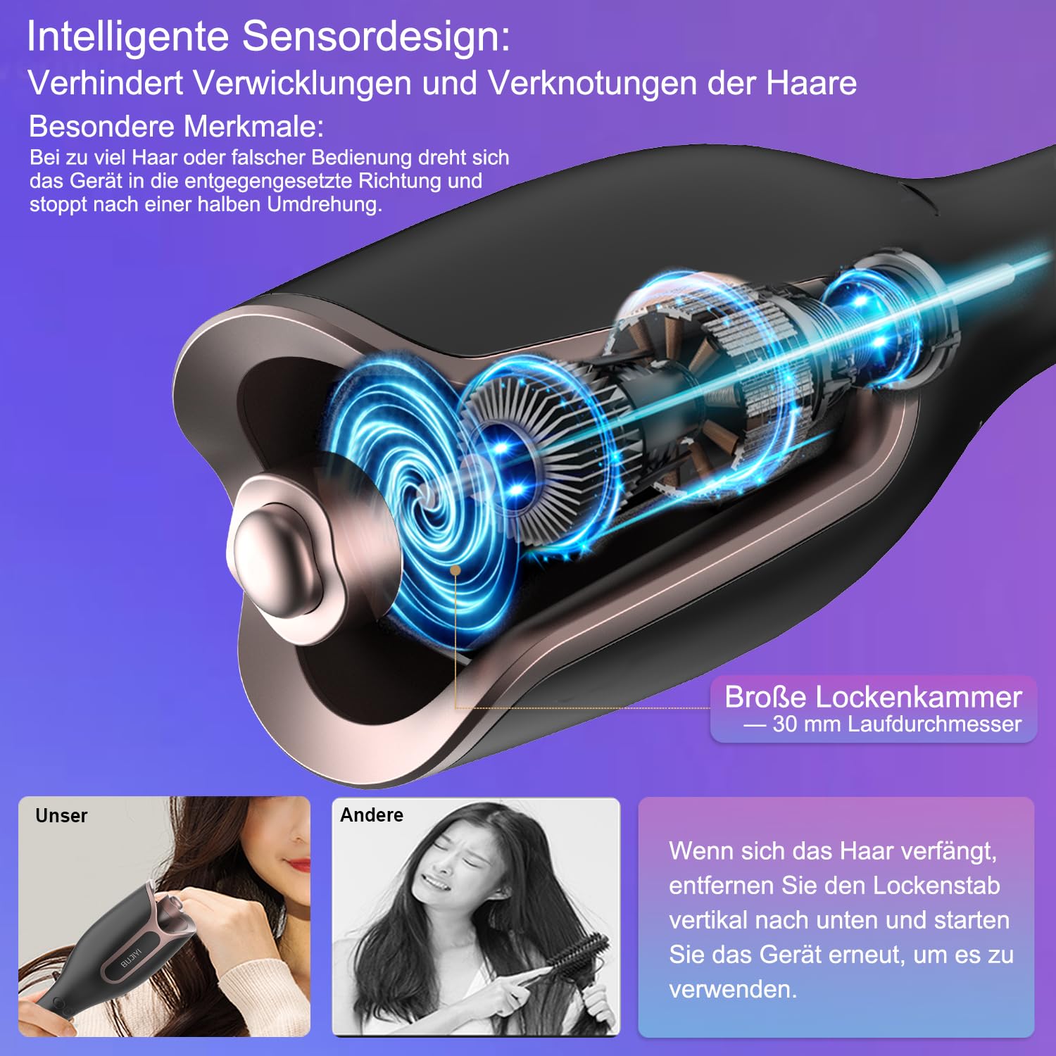 Thumbnail 4 de BUJIYI Lockenstab Automatisch 4 Temperaturen 💇♀