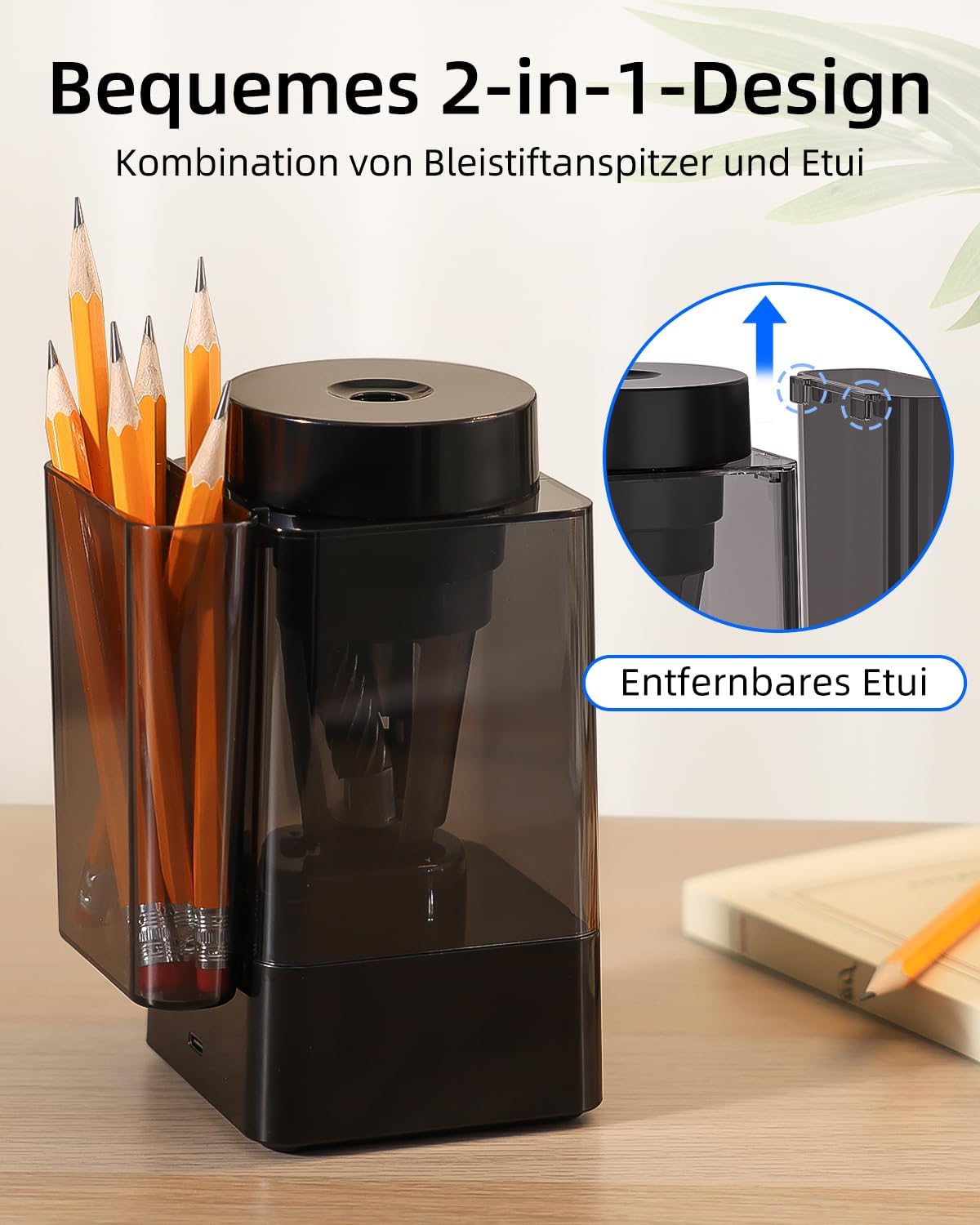Detalle de Zmol vollautomatischer elektrischer Anspitzer für dicke & dünne Stifte (USB-C, wiederaufladbar)