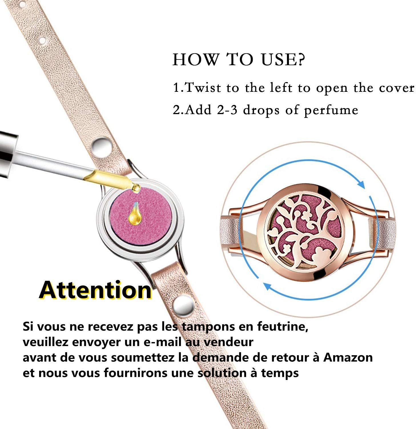 Thumbnail 4 de Bracelet Diffuseur Cupimatch – Arbre de Vie en Acier Inoxydable, Ambiance Relaxante et Porte-Bougies Magnétique (10 Coussins Lavables)