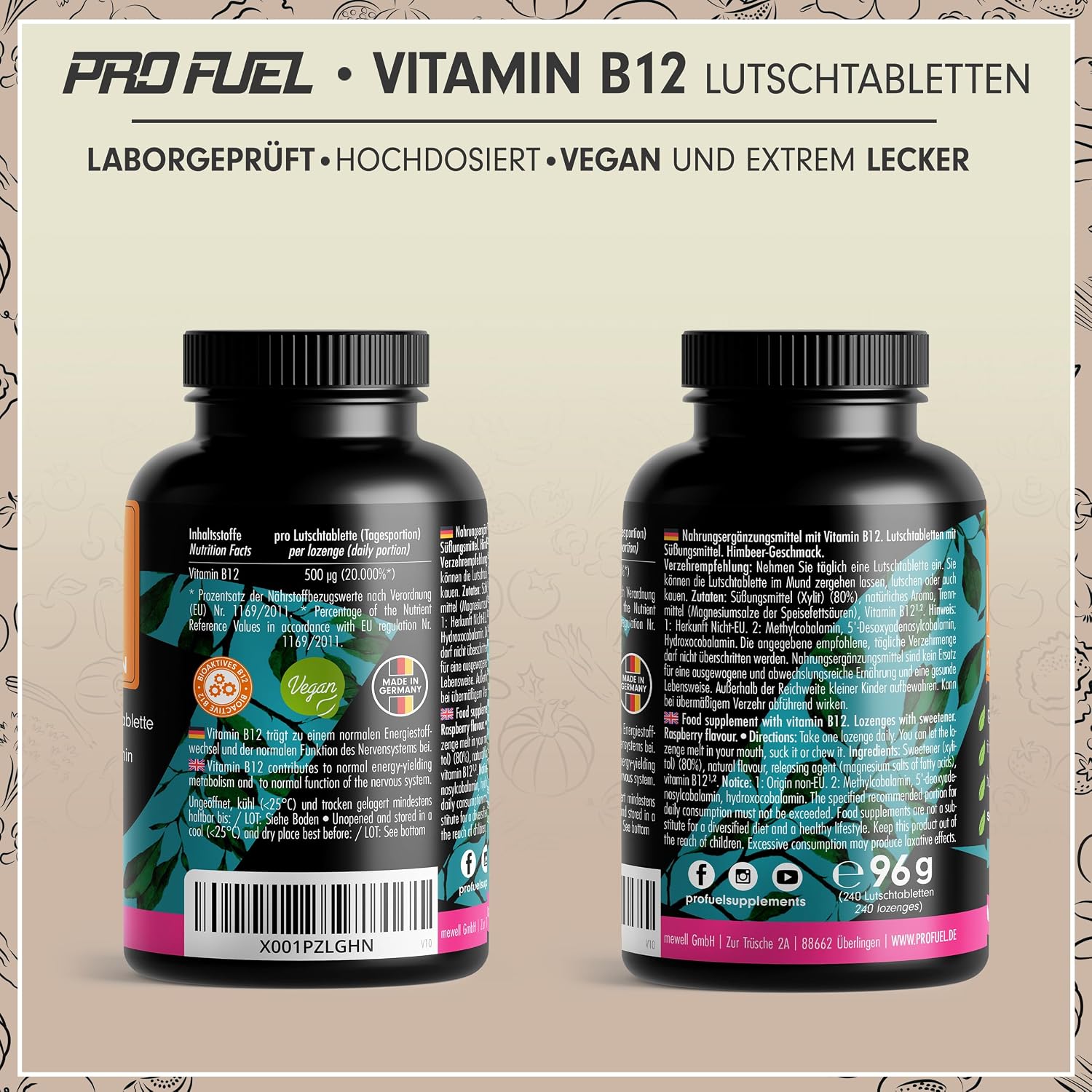 Detalle 2 de Vitamin B12 Lutschtabletten 240x HIMBEERE 500 µg