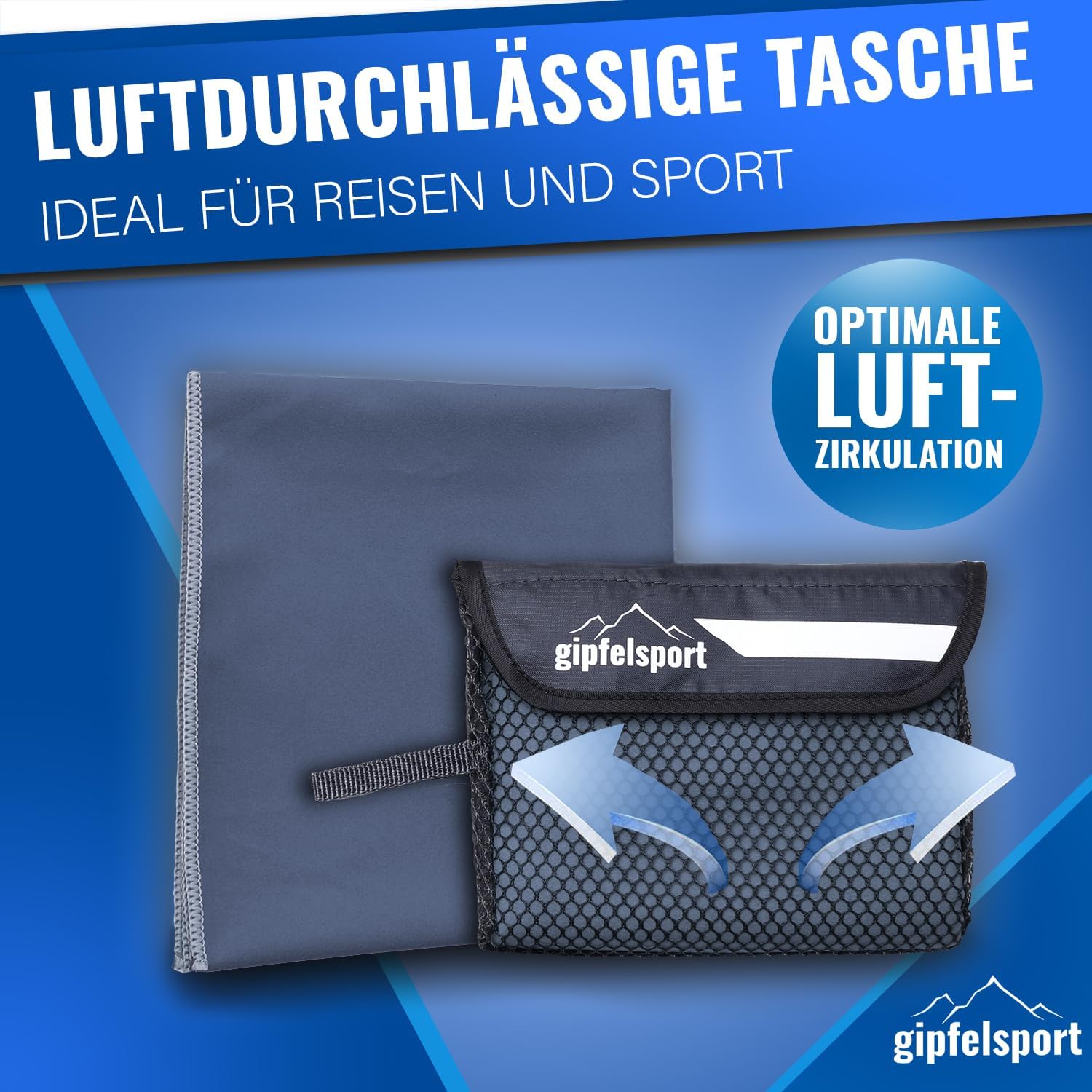 Thumbnail 5 de gipfelsport Mikrofaser Handtuch Set – kompakt, schnelltrocknend und vielseitig für Sauna, Fitness und Strand (80x40) – Navy