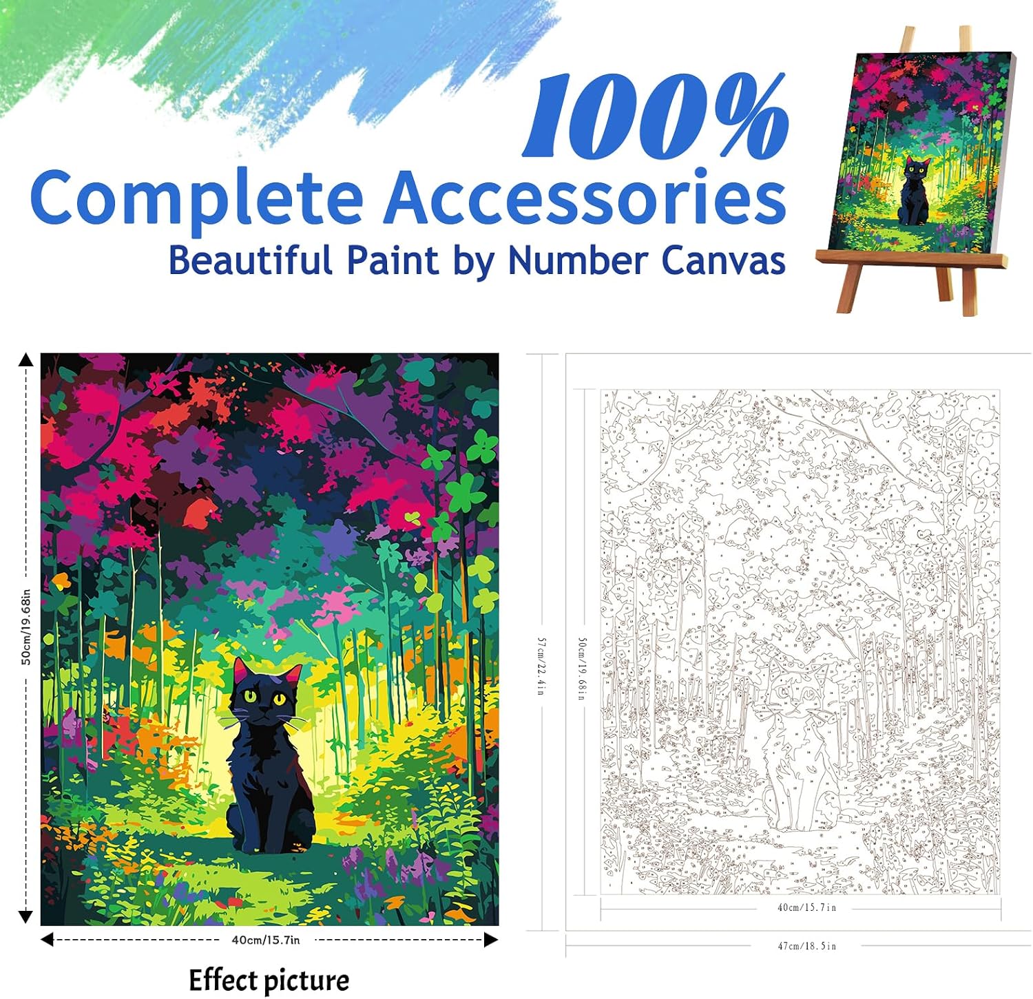Detalle de jieyisier Malen nach Zahlen Erwachsene – Schwarze Katze DIY Leinwand Set 40 x 50 cm (ohne Rahmen)