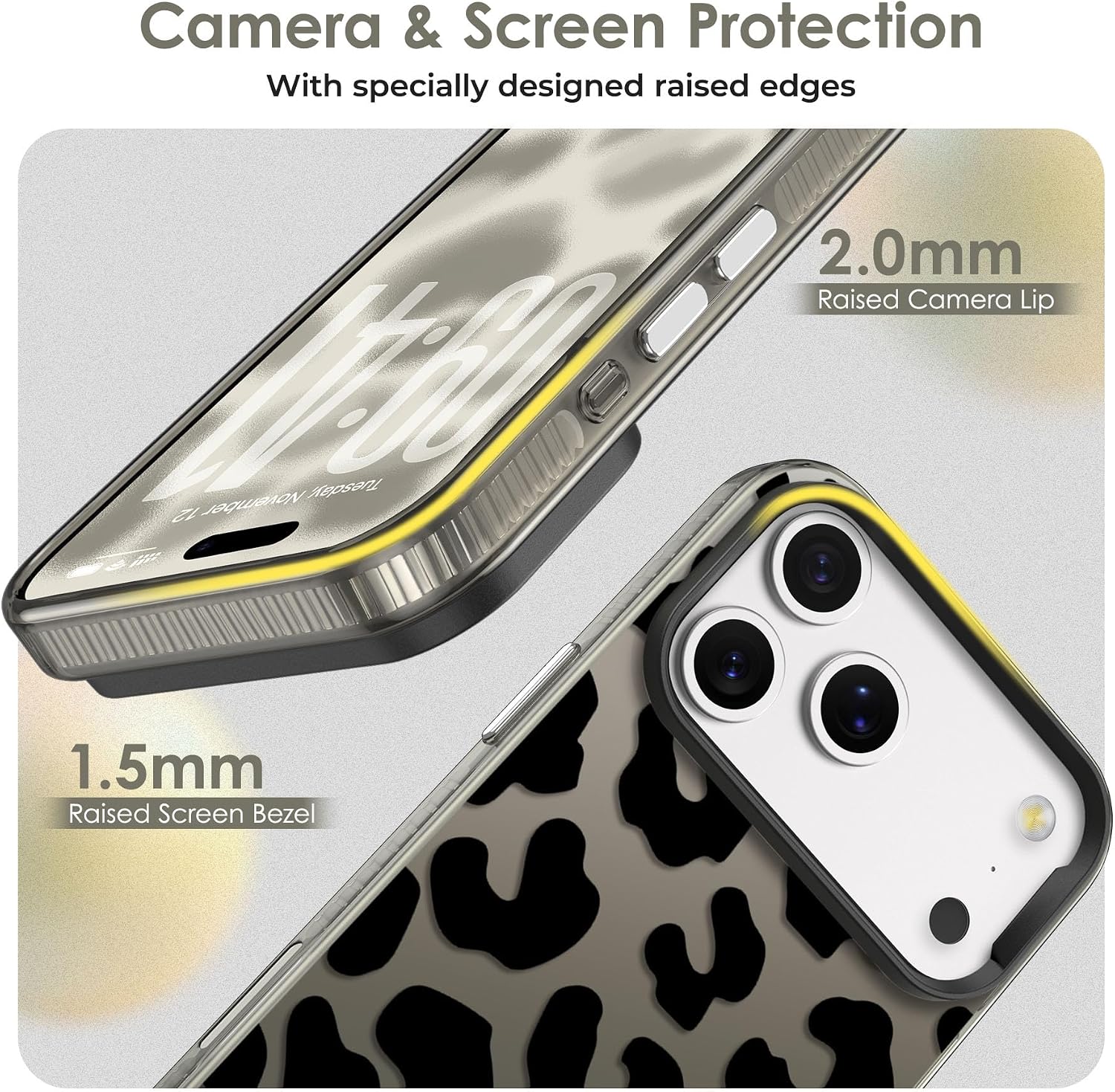 Detalle de ZCDAYE Case for iPhone 17 Pro – Black Leopard TPU Shield