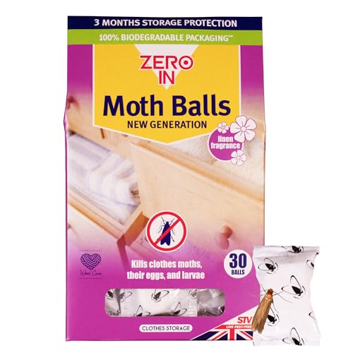 Detalle de Zero In New Generation Moth Balls – Advanced Transfluthrin Moth Killer for Wardrobes (30 Pack)
