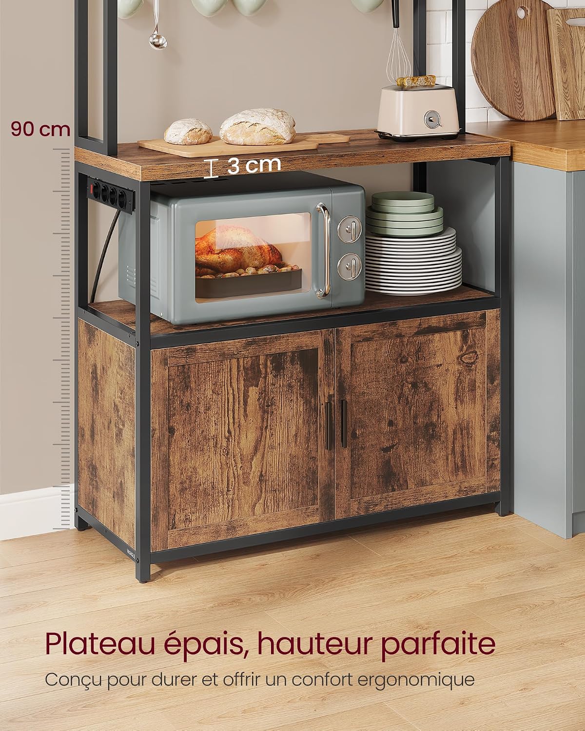 Detalle de VASAGLE KKS059KD02 étagère cuisine 90 cm