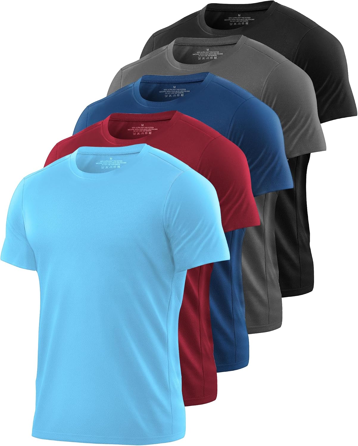 Detalle de Kinglaman Men's Workout T-Shirts, Quick-Dry Mesh, Short Sleeve Crewneck