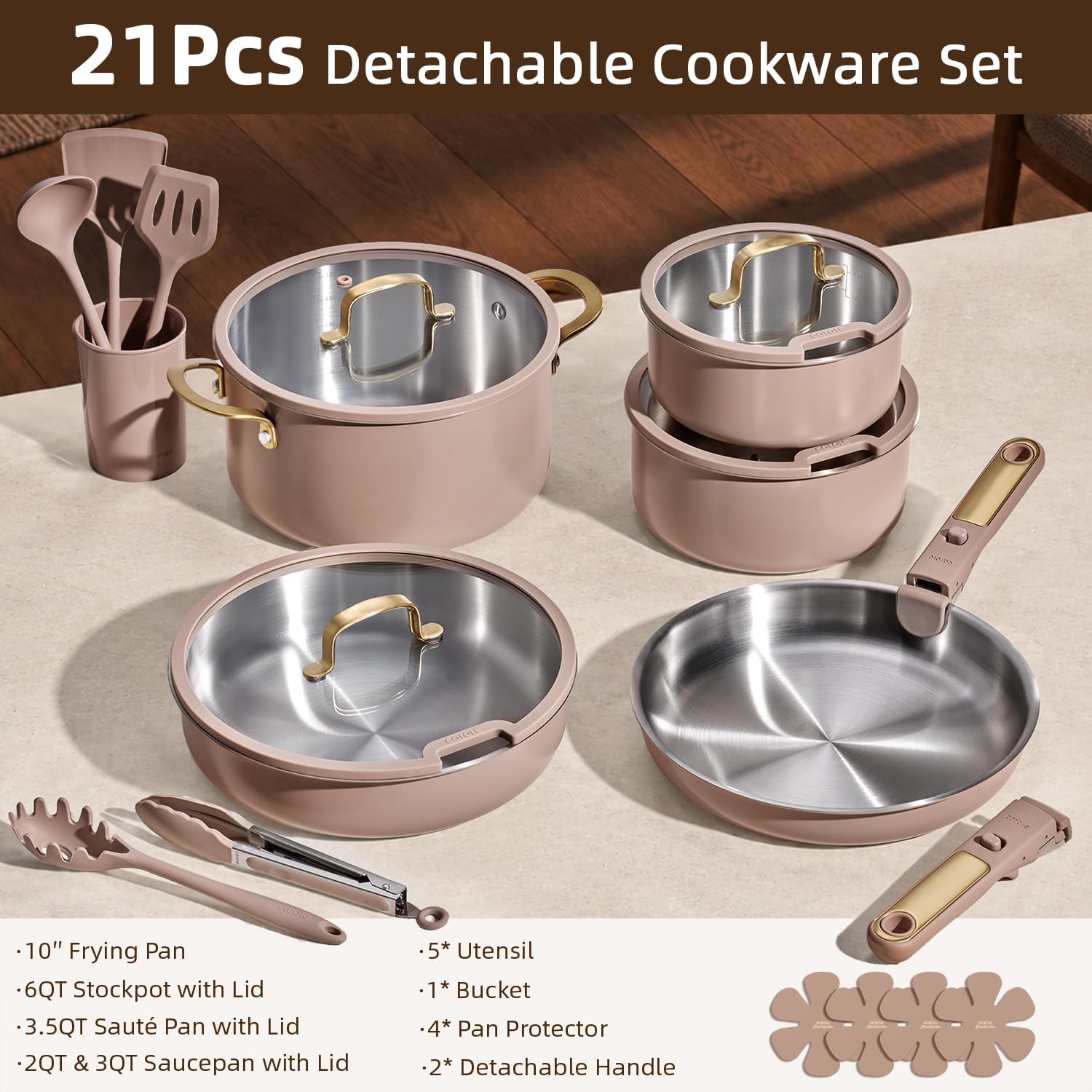 Detalle 2 de CAROTE 15Pcs Ceramic Cookware Set