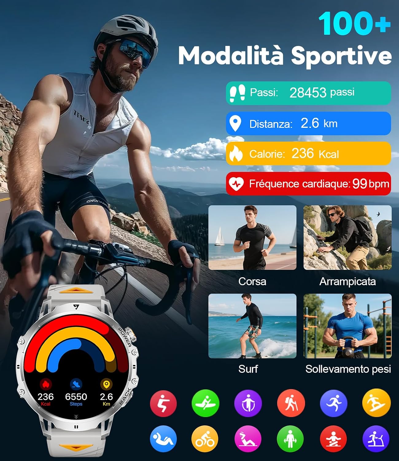 Detalle de FITFLEX Smartwatch uomo 1,85 pollici