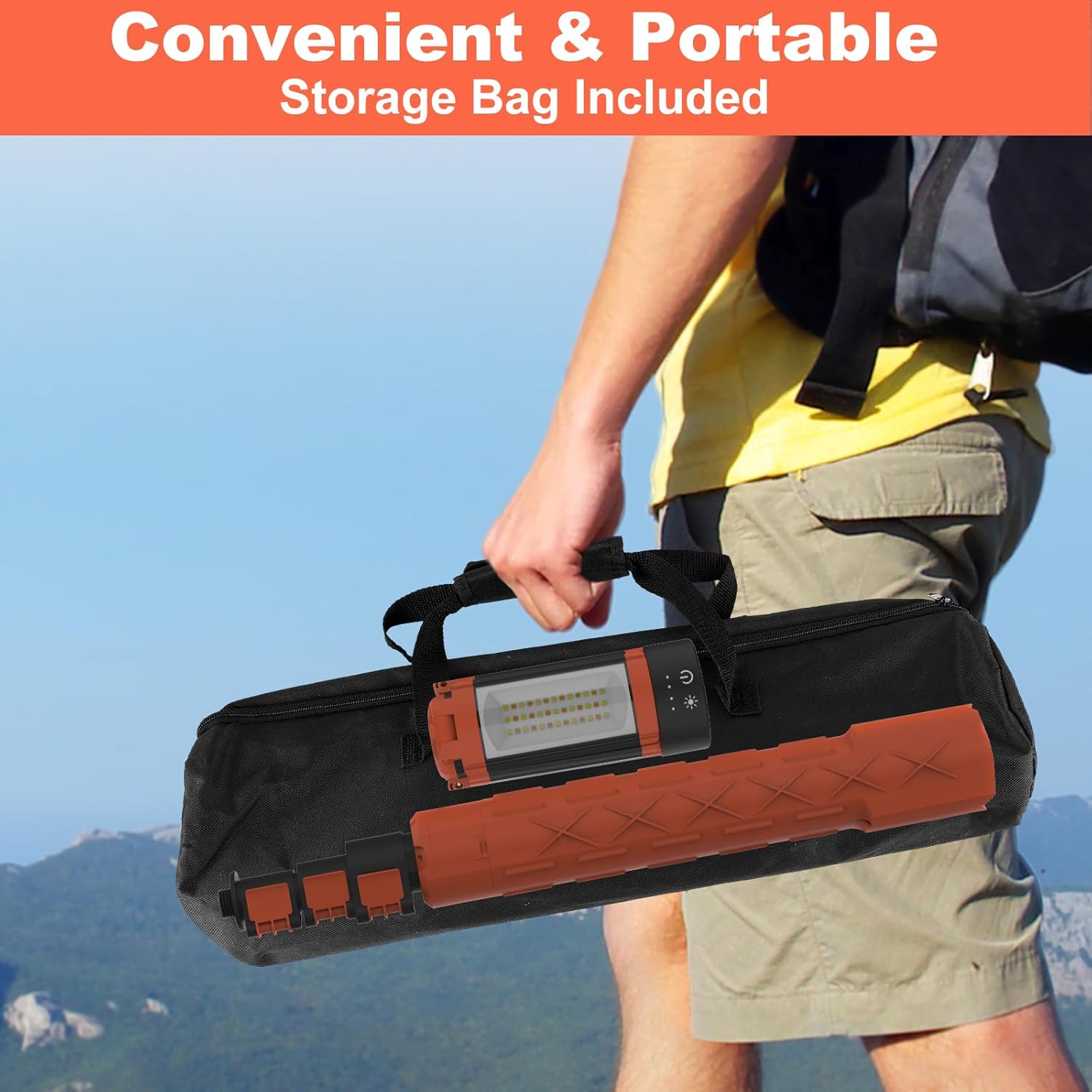 Detalle 2 de T-SUN Waterproof Camping Light with Tripod – 9000mAh, 3500LM, USB Rechargeable LED Work Light
