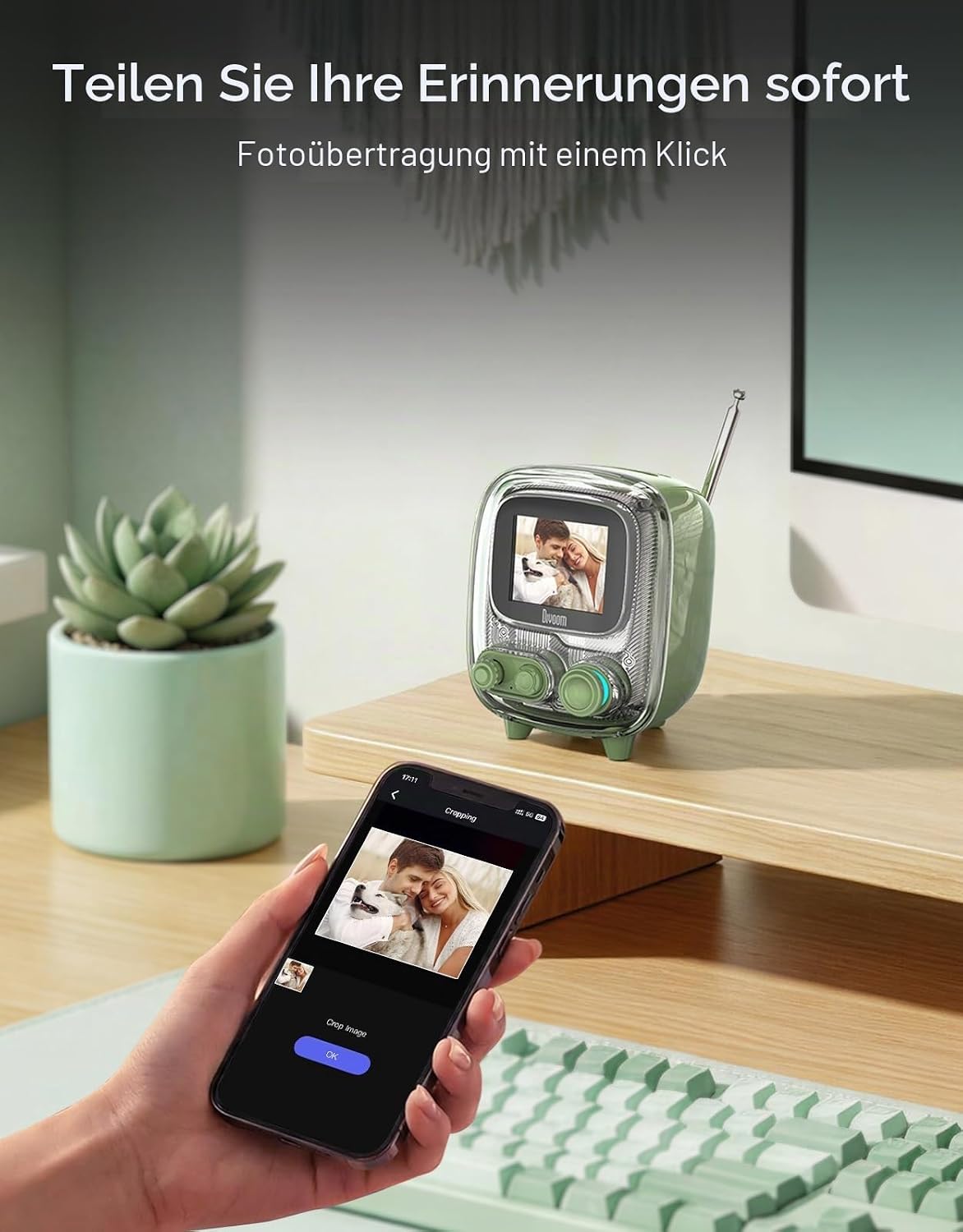 Detalle de Divoom Tiivoo-2: Tragbarer Bluetooth-Lautsprecher mit FM-Radio, Pixel Art und All-in-One-Assistent