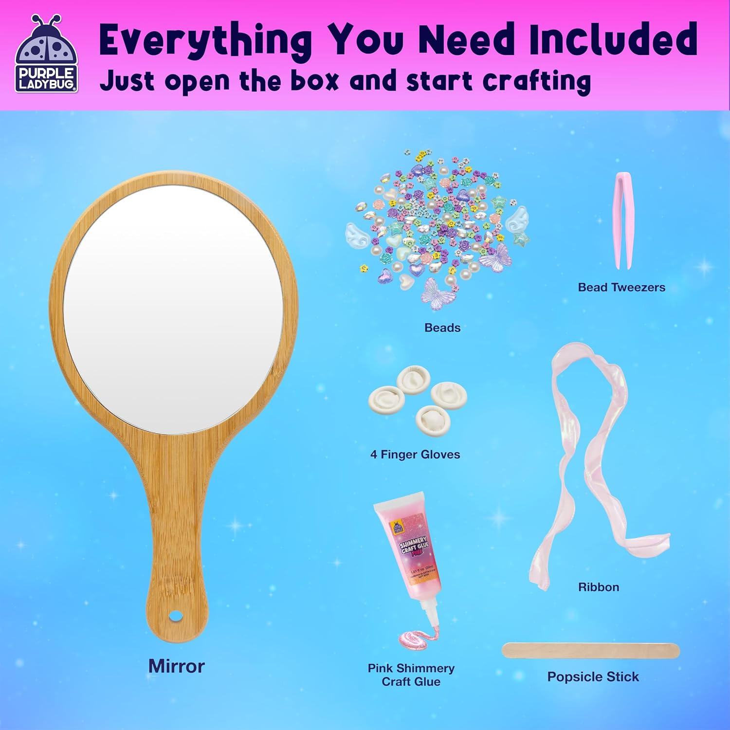 Detalle de Bling Out Your Mirror DIY Craft Kit for Kids – Decorate Your Own Wooden Mirror
