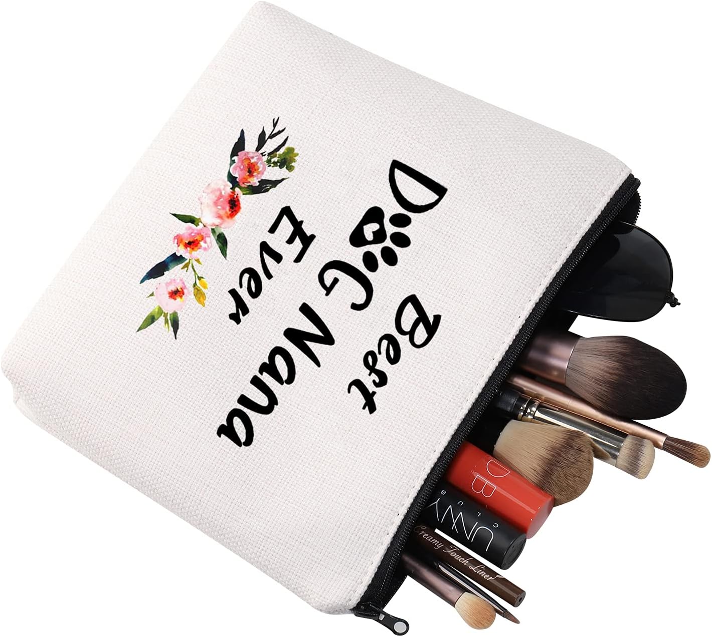 Detalle de Dog Nana Gift Best Nana Ever Makeup Bag: Paw Print Cosmetic Bag for Dog Grandma