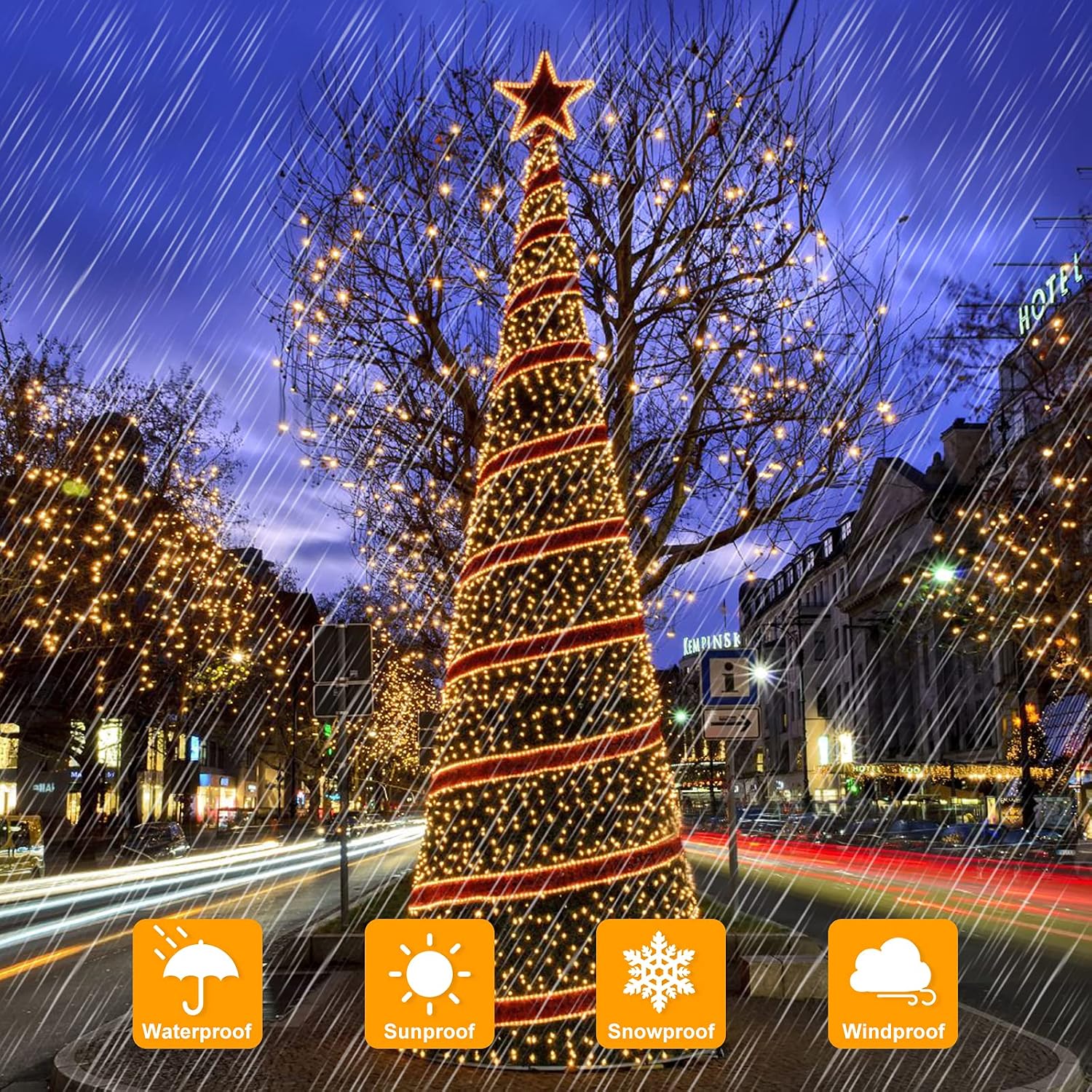 Detalle de BesLowe YGL-KE-01 Solar Fairy Lights, 288 Feet, 800 Warm White LEDs