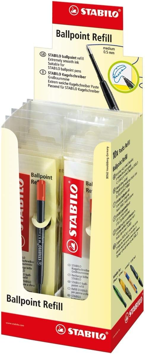 Detalle de STABILO Refill: Cartuccia per Penna a Sfera Tratto M 0,5 mm (10 pz) - Nero
