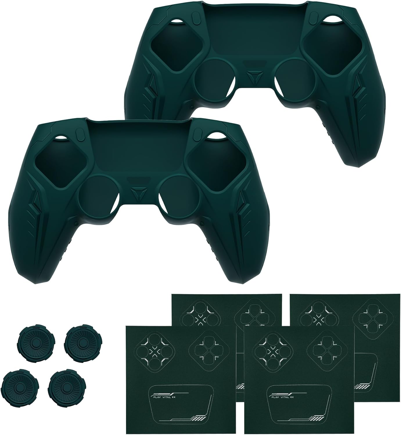 Detalle 2 de PlayVital 2 Set Silicone Case for PS5 Controller – Anti-Slip Racing Green
