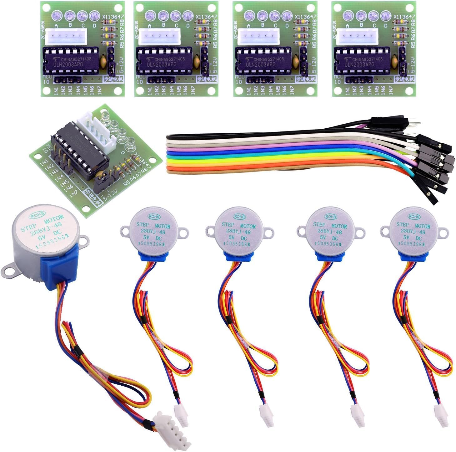 ELEGOO Kit Driver Motore Passo-passo 5V 28BYJ-48 ULN2003 – 5 Driver + 5 Motori per Arduino e Raspberry Pi