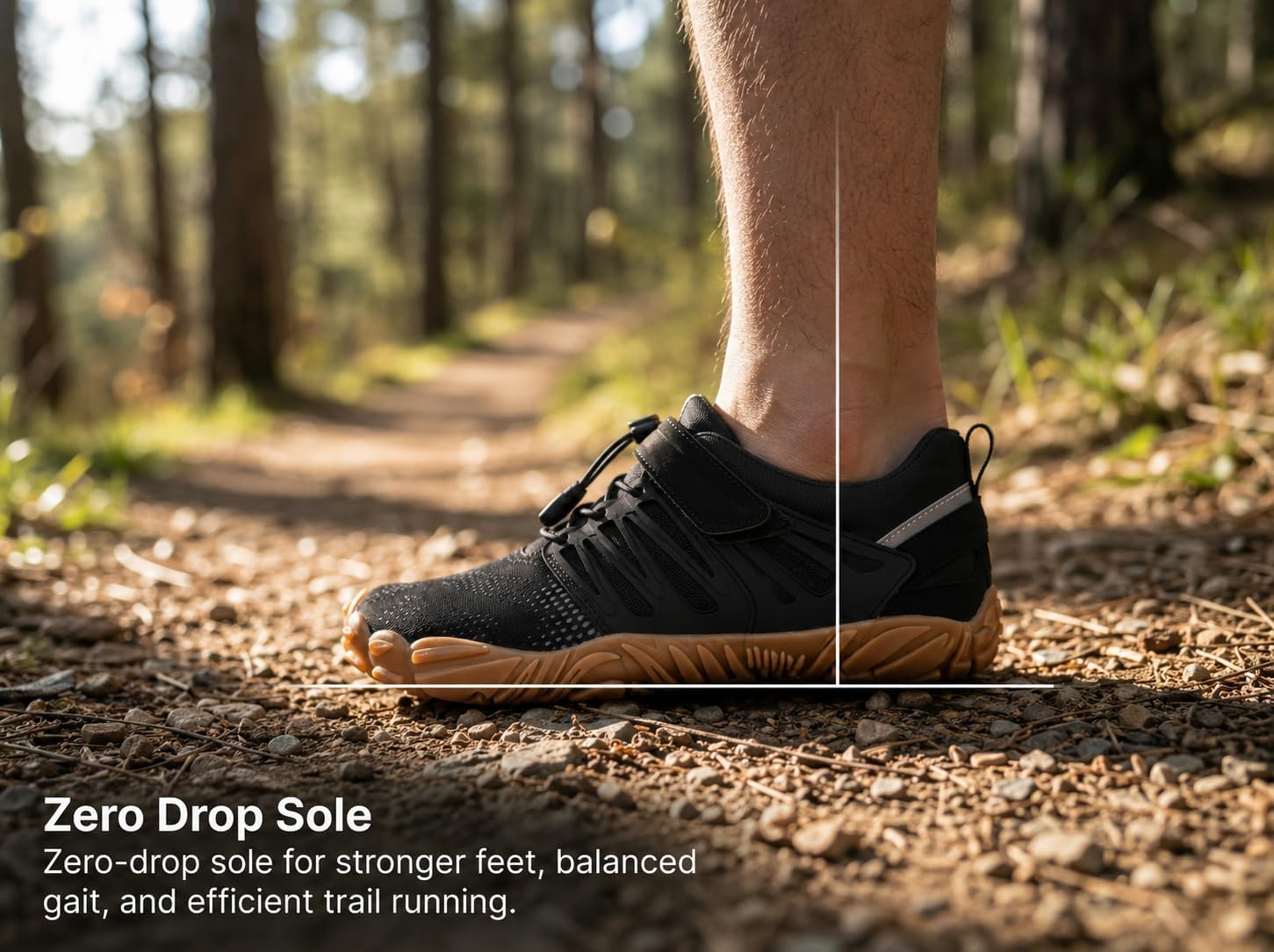 Detalle de WHITIN Men’s Minimalist Trail Runner with Wide Toe Box (Barefoot-Inspired)