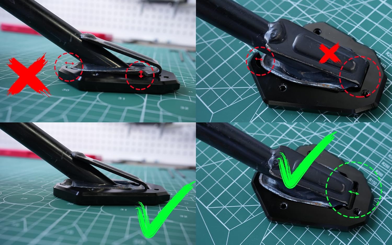 Detalle 2 de Modeer Estensione CNC per Cavalletto Laterale Ducati Scrambler 1100 (2017-2023) – Nero/Rosso