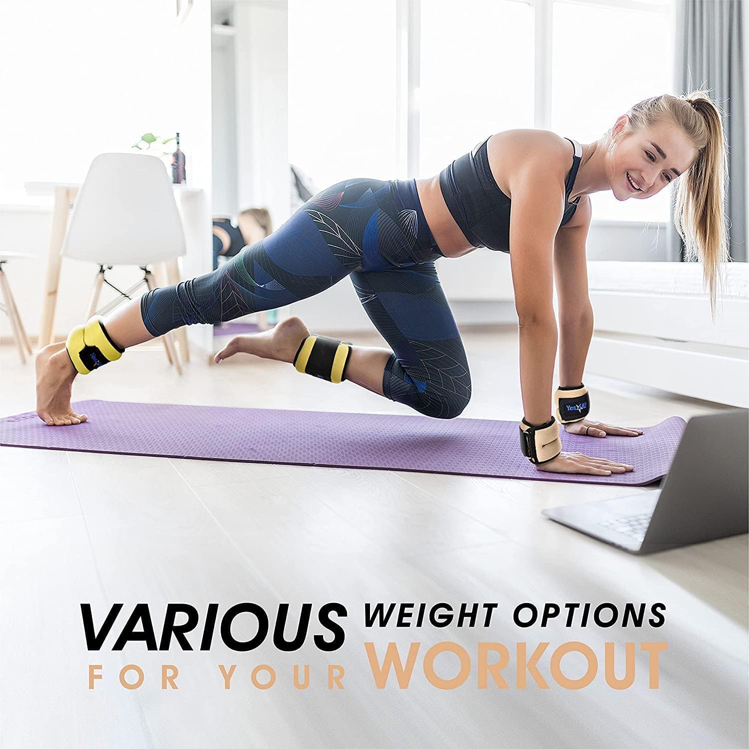 Detalle 2 de Yes4All Cavigliere in neoprene 0,9–4,5 kg – Paio pesi per caviglie, allenamento e cardio