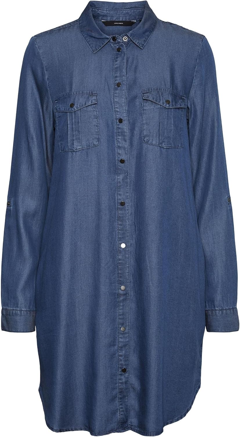 Thumbnail 6 de VERO MODA VMSIGGA Jeanskleid für Damen (Maternity) – kurzes Hemdblusenkleid mit Knopfleiste