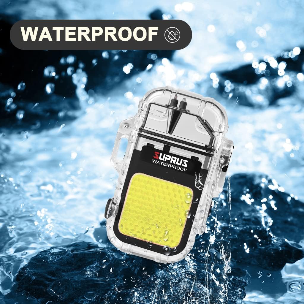 Detalle de SUPRUS SDE-F33-Black Waterproof Dual Arc Lighter with 3-Mode Torch