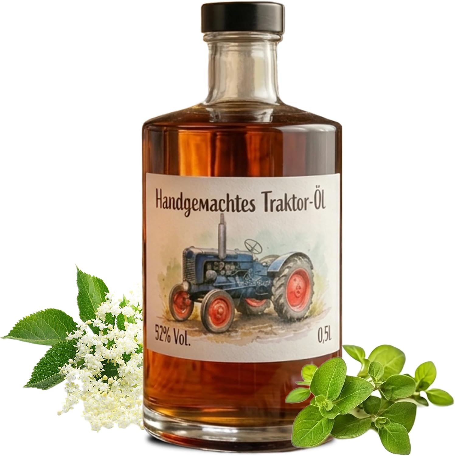 Detalle de BÖSER KATER Traktor Öl Geschenkset + 2 Gläser – Kräuterlikör im Familienrezept, 0,5 l, 52% Vol
