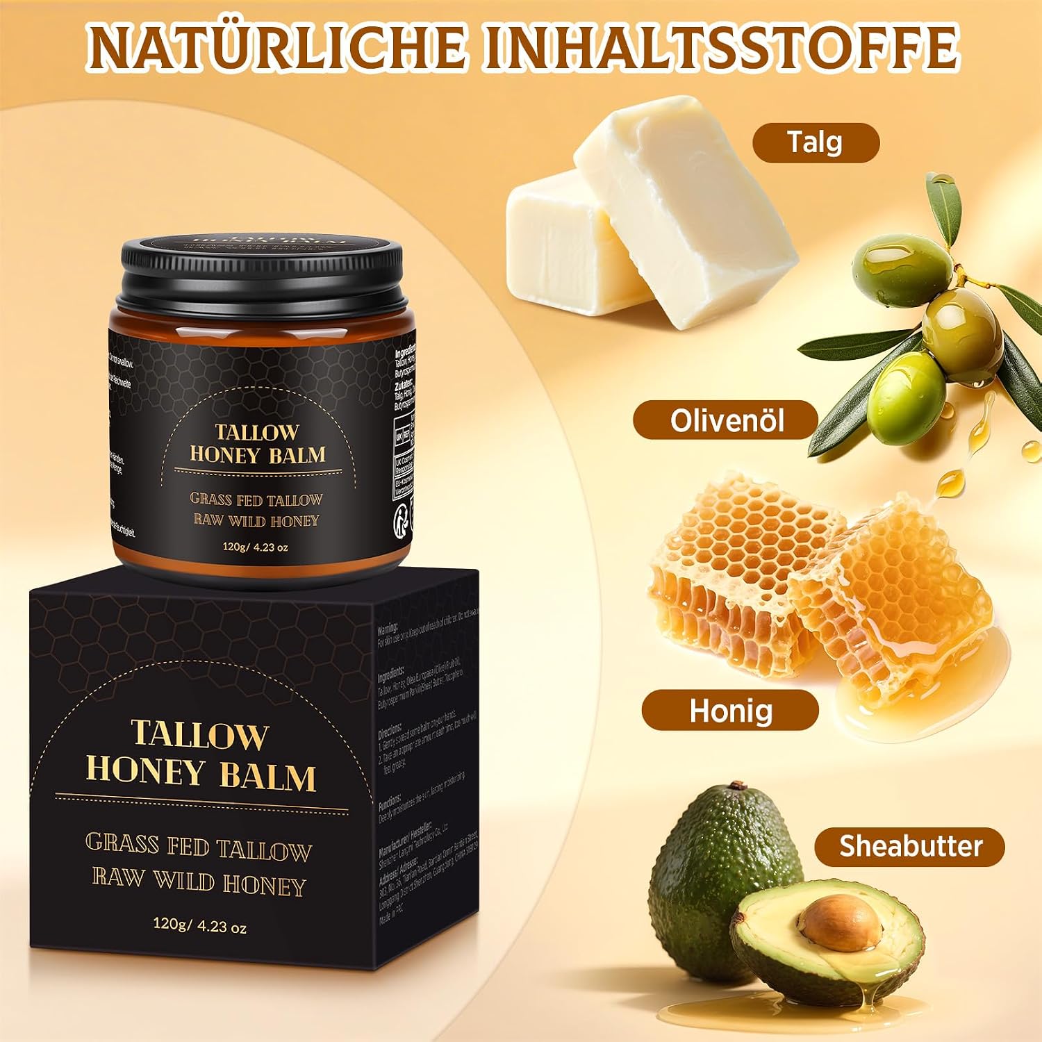 Detalle 2 de Beef Tallow Creme 120g – Rindertalg Feuchtigkeitsbalsam